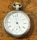 Large Antique Waltham Pocket Watch Silveroid Case White Porcelain Dial