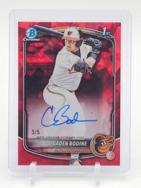 CADEN BODINE 2025 BOWMAN CHROME RED SAPPHIRE 1ST ROOKIE AUTO /5 #CPA-CB Q6642