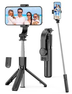 Stick de Selfie Portable, 4 en 1 Support de trépied téléphonique extensible avec amovible