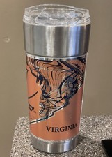 UVA Virginia Cavaliers Blue Orange 24 oz Tumbler Glass with Lid EUC RARE
