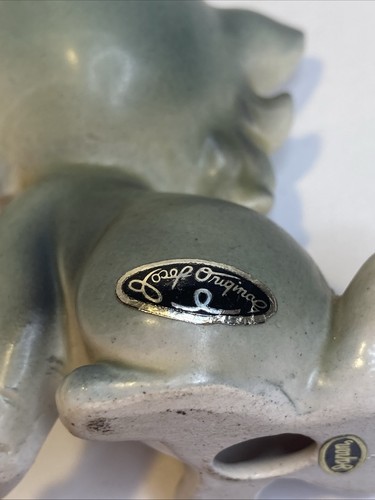 JOSEF ORIGINALS Sweetheart Fluffy GATTO statuina ceramica GIAPPONE grigio GRANDI OCCHI 3” - Foto 4 di 6