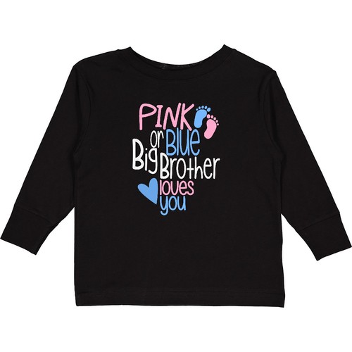 Inktastic Pink Or Blue, Big Brother Loves You Toddler Long Sleeve T-Shirt Baby