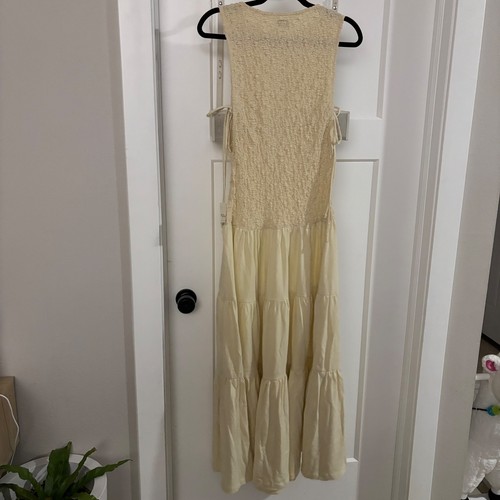 Nuevo con etiquetas Maxi Vestido Free People Freeest Sterling Crema En Niveles Cintura Caída Algodón Pequeño - Imagen 3 de 7
