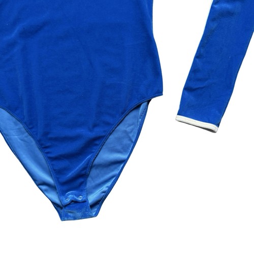 Adidas Adicolor Bodysuit Velvet Blue Womens UK 8 Small Long Sleeve Leotard - Picture 5 of 11
