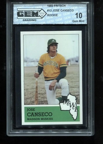 Jose Canseco Rookie 1983 Fritsch #13 Madison Muskies Minor League RC GEM MINT 10