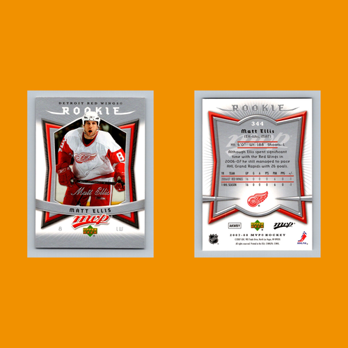 Matt Ellis Rookie #344 2007-08 Upper Deck MVP Detroit Red Wings Hockey Card NHL - Picture 3 of 3