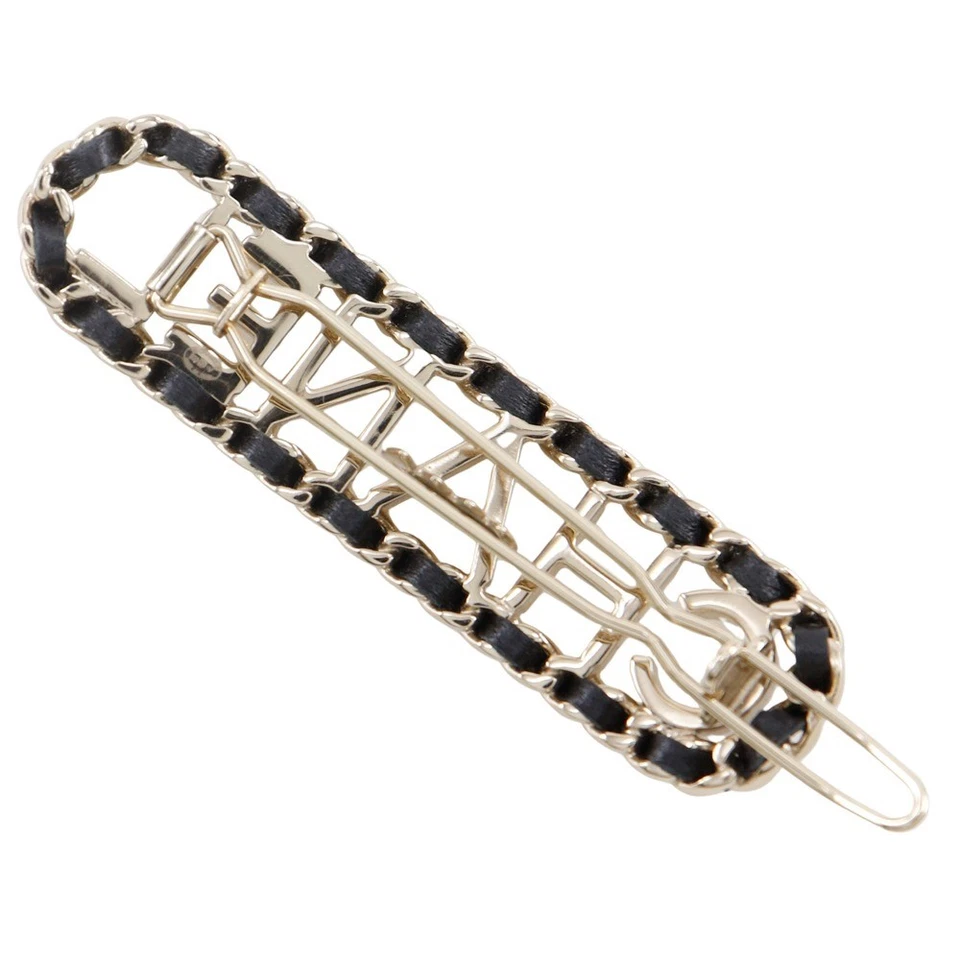 CHANEL CHANEL logo Valletta Chain Barrette black leather/Plated Gold Women - Image 2 of 4