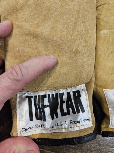 VINTAGE TUF-WEAR Suede Boxing Mits Punching Bag Sz Large - Picture 2 of 8