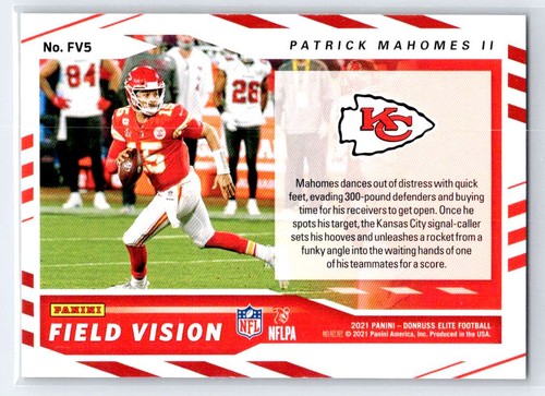 2021 Donruss Elite #FV5 Patrick Mahomes II Field Vision Green - Picture 2 of 2