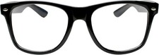 Black Fake Nerd Glasses Non-Prescription Clear Retro Frame Unisex Costume