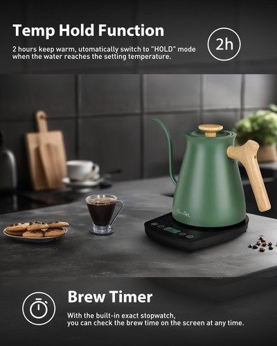 Gooseneck Electric Kettle - 1200W Fast Heat, 0.8L Stainless Steel, Precision ... - Picture 6 of 9