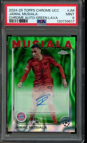 2024-25 Topps Chrome Jamal Musiala Green Lava AUTO /99 #CA-JM PSA 9