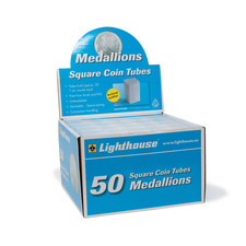 Lighthouse Medallion Size Square Archival Coin Tubes Pack of Five Tubes