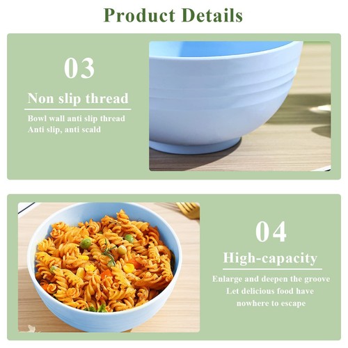 Set Of 8 Bowls Salad Soup 26 Oz Plastic Colors Reusable And Sturdy Unbreakable - Picture 4 of 8
