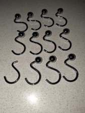 Set of 12 Unbranded Chrome Shower Curtain Hooks w/1 Partial, in Original Package