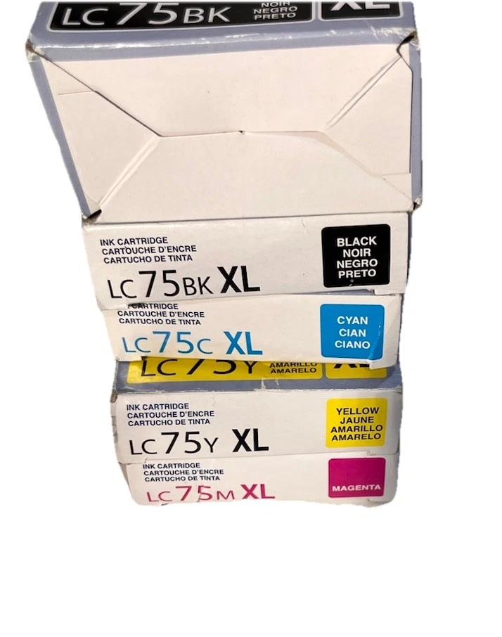 NEW 6 Genuine BROTHER LC75BK LC75C LC75M LC75Y XL CYMK Ink Cartridge Black Cyan - Image 4 of 4