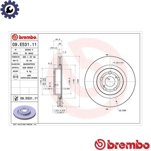 2x BRAKE DISC 09.E531.11 FOR TOYOTA YARIS M15A-FXE/FKS 1.5L 3cyl YARIS