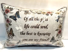 New My Friend Rectangle Tapestry Pillow - Floral Butterfly Border- 12 x 8 inches