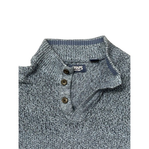 Chaps Men’s Sweater 4X Blue Mock Neck Button Pullover Suede Elbow Patch Retro - Picture 7 of 7
