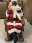 African American Rocking Chair Santa Claus w/ List & Feather Pen - Heavy - 10"