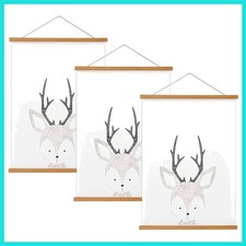 3 Pack Magnetic Poster Hanger Frame, 16x20 16x24 16x22 Teak Wood Magnet Poste...