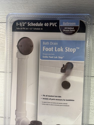 Foot Lok Stop Bathtub Drain Kit, 1 1/2 In PVC Keeney K630PVCVB Venetian Bronze - Picture 2 of 5