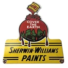 Vintage Sherwin Williams Paints Sign - Gas Oil Pump Porcelain Advertising Sign