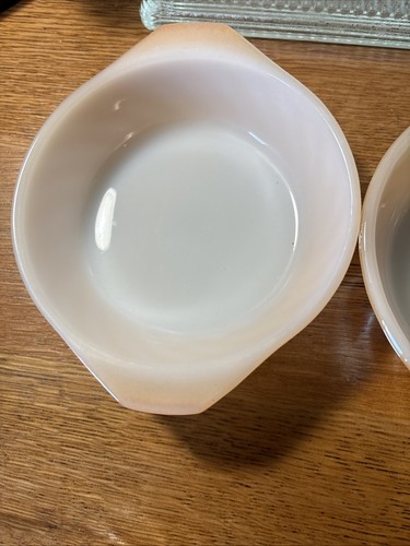 Vintage Peach Lustre Anchor Hocking FIRE KING Swirl Casserole Bowls Lot of 5. - Picture 7 of 13