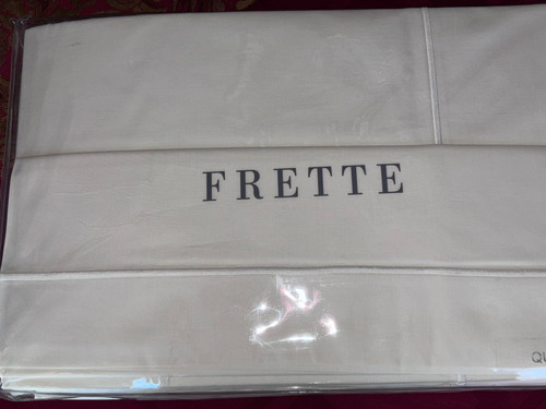 FRETTE ONE BOURDON QUEEN 4 PIECE SHEET SET LUX HOTEL PERCALE IVORY/IVORY NEW - Picture 2 of 5