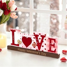 Valentines Day Decorations Wooden Sign - 5.3 inches x 13.7 inches, Orange 