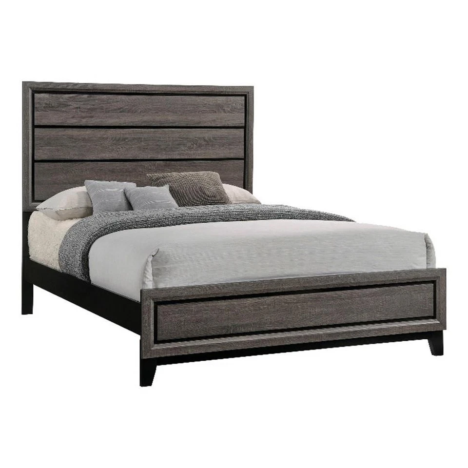 Cama Coaster Watson 63,5" x 84,5" madera con panel queen en roble gris Foto 2 de 3