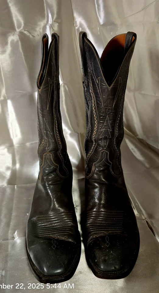 Botas de Vaquero Gris Lucchese De Colección Para Hombre Talla 11B Hechas a Mano SAN ANTONIO Años 70/80 Foto 3 de 4