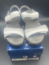 SAS Nudu Sandals Adjustable Comfort White Silver Leather Straps Size 8.5 Narrow