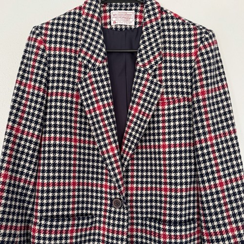 Pendleton Damen 6p Hounds Tooth Blazer 100% Schurwolle dunkelblau und rot - Bild 2 von 13