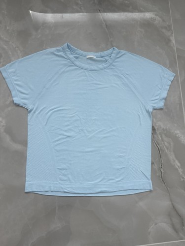 Athleta Mädchen Mini Streifen hellblau Power Up Sport Länge T-Shirt M 8-10 - Bild 4 von 6