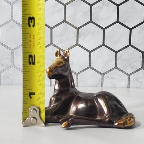 Dodge Handmade Bronze Metal Sitting Horse Foal Figurine - Picture 3 of 12