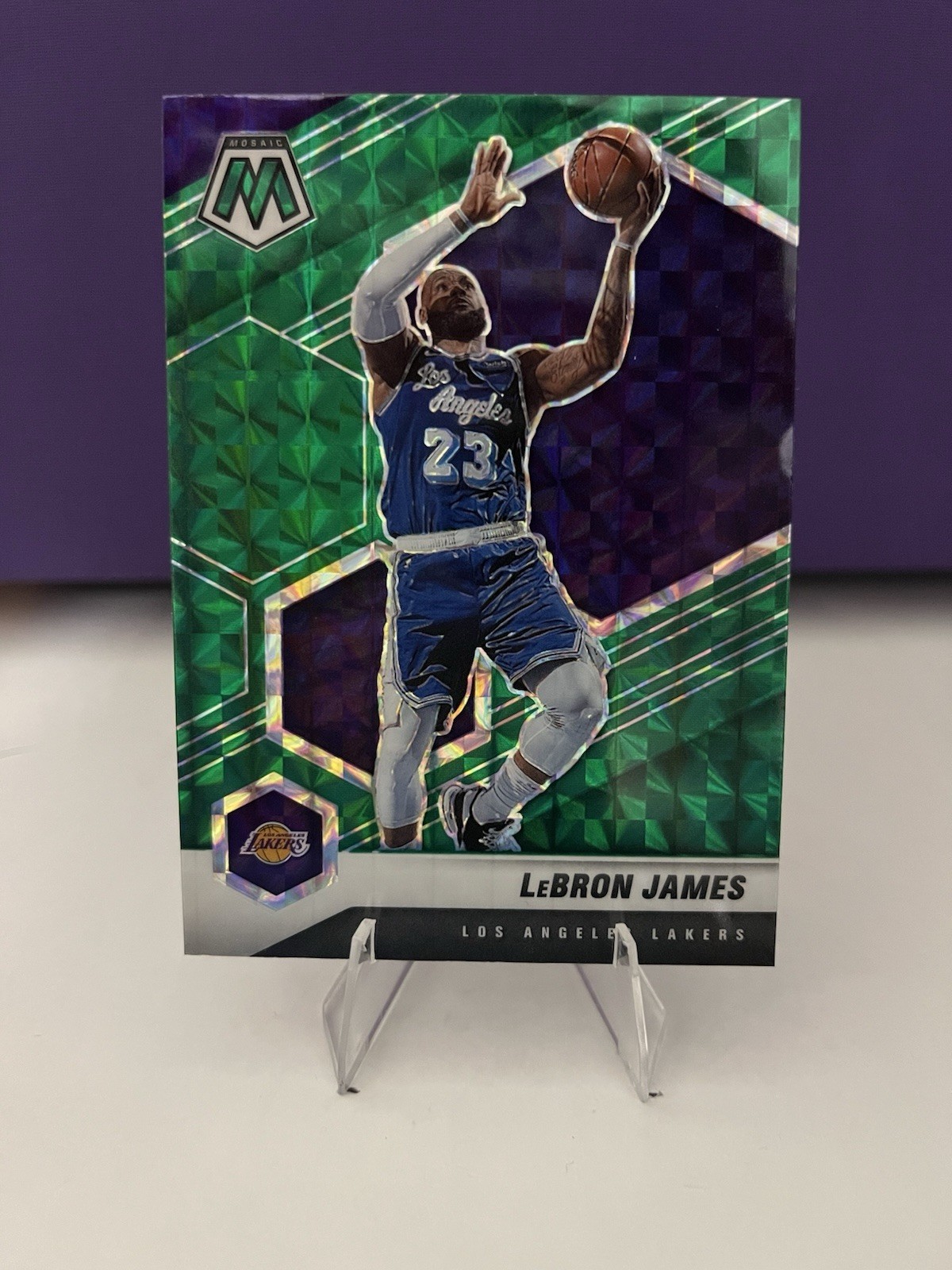 2020-21 Mosaic Lebron James Green Mosaic Prizm #81 Lakers