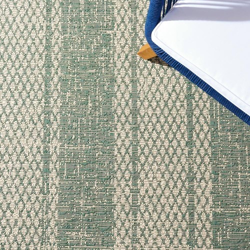 SAFAVIEH Courtyard Beige/Dark Green 7 ft. x 10 ft. Striped Diamond Patio Area - Picture 6 of 12