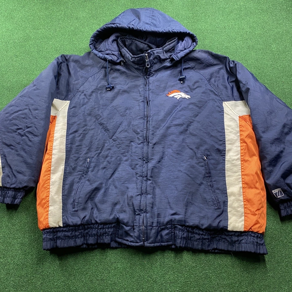 Chaqueta De Colección Denver Broncos Para Hombres 2XL Azul Puffer NFL Fútbol Cremallera Completa Abrigo Foto 3 de 4