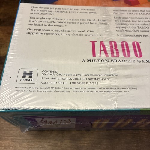 Vintage 1989 Milton Bradley TABOO Board Game Brand New Sealed - Picture 4 of 6