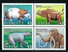 Canada 1994 Prehistoric Life Mammals 43¢, MNH block of 4, sc#1532a