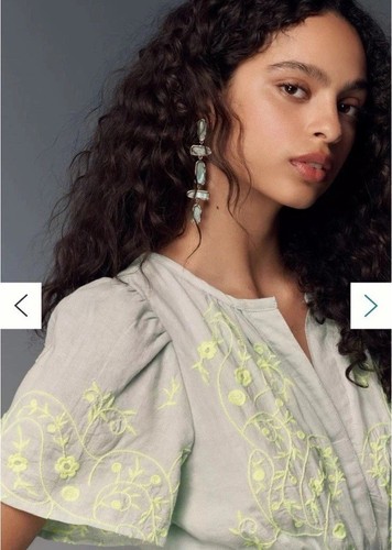 Anthropologie Somerset Kleid bestickt XL Limited Edition blau grün Bauer - Bild 5 von 21