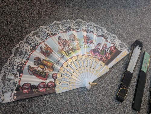 Vintage orientale giapponese cinese ventaglio set di 5 fiori zingari souvenir pacchetto L31 - Foto 2 di 17
