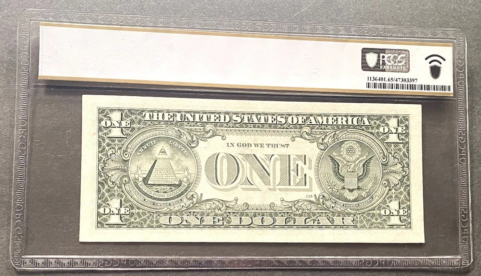 *AWESOME* $1 1988/A "OBSTRUCTED ERROR NOTE" PCGS GEM CU 65PPQ - Image 2 of 2