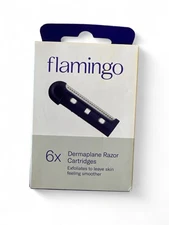 Flamingo Dermaplane Women's Stainless Steel Razor Refill Cartridges 6 Count Box