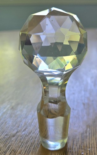 Antique Early American Cut Glass Crystal 3 Ring Decanter & Stopper Facets Stars - Picture 4 of 7