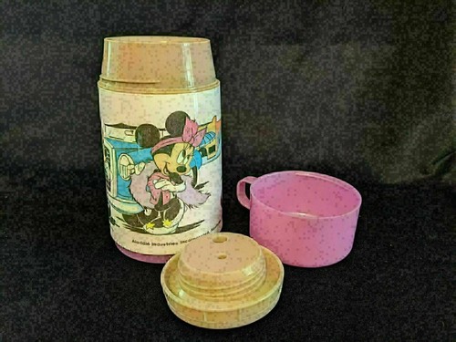 Vintage Aladdin Mickey Mouse & Minnie Thermos Bottle Pink Walt Disney Pink - Picture 11 of 12