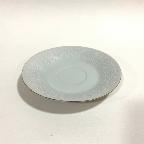 CROWN CHINA Tea Cup, Saucer & Plate White Decorative White Floral Pattern - Picture 4 of 7