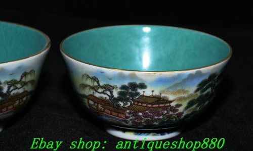 Paire de tasses à thé tasse boutiques à thé eau porcelaine rose famille dynastie Qing 3,5 pouces