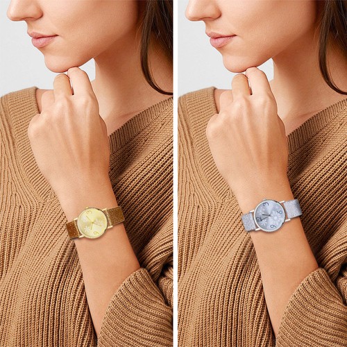 2Pcs Women Girls Snowflake Christmas Dial Round Leather Quartz Wrist Watch Gift - Bild 9 von 11